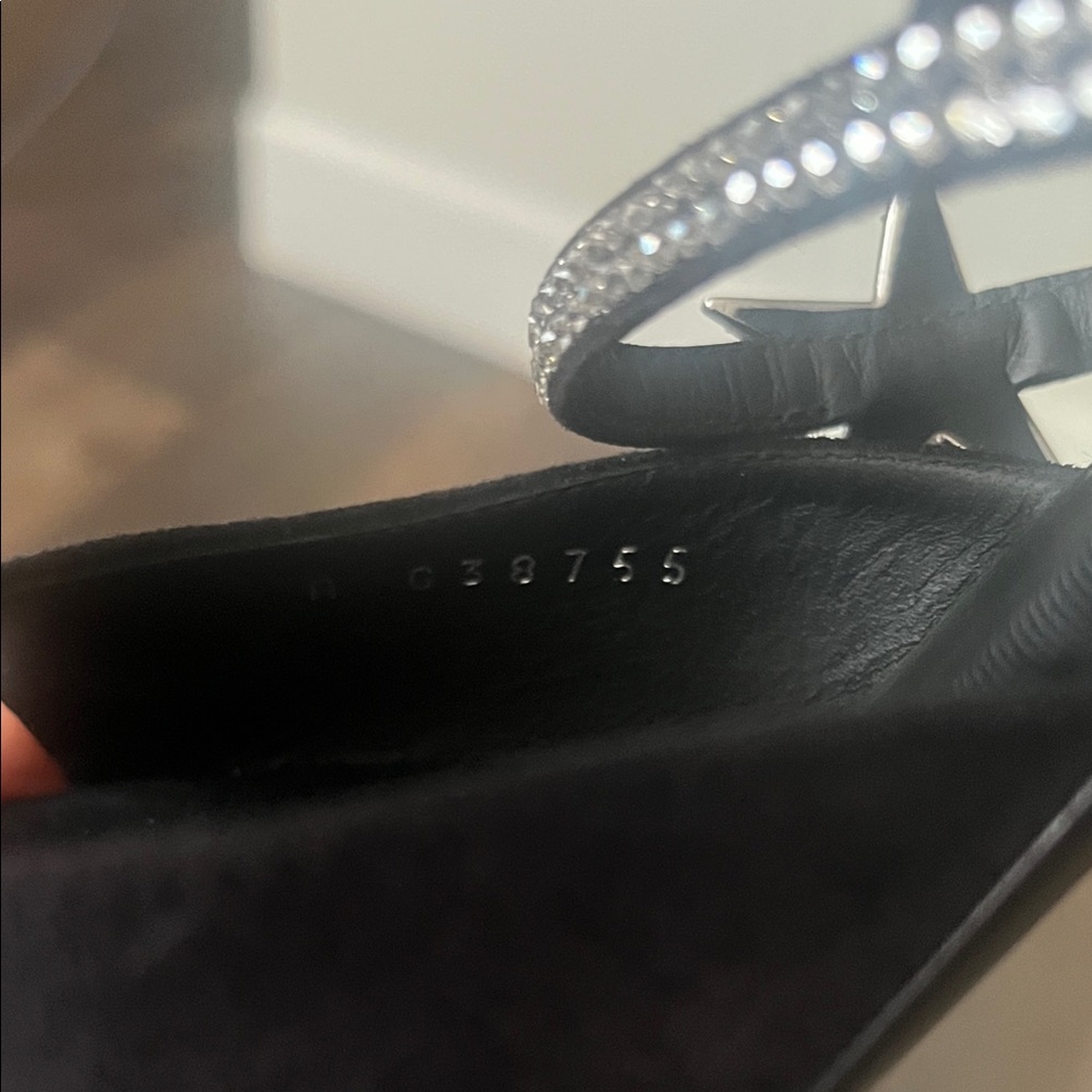 38.5 CHANEL Black Crystal Star Slingback Heels - Picture 9 of 11